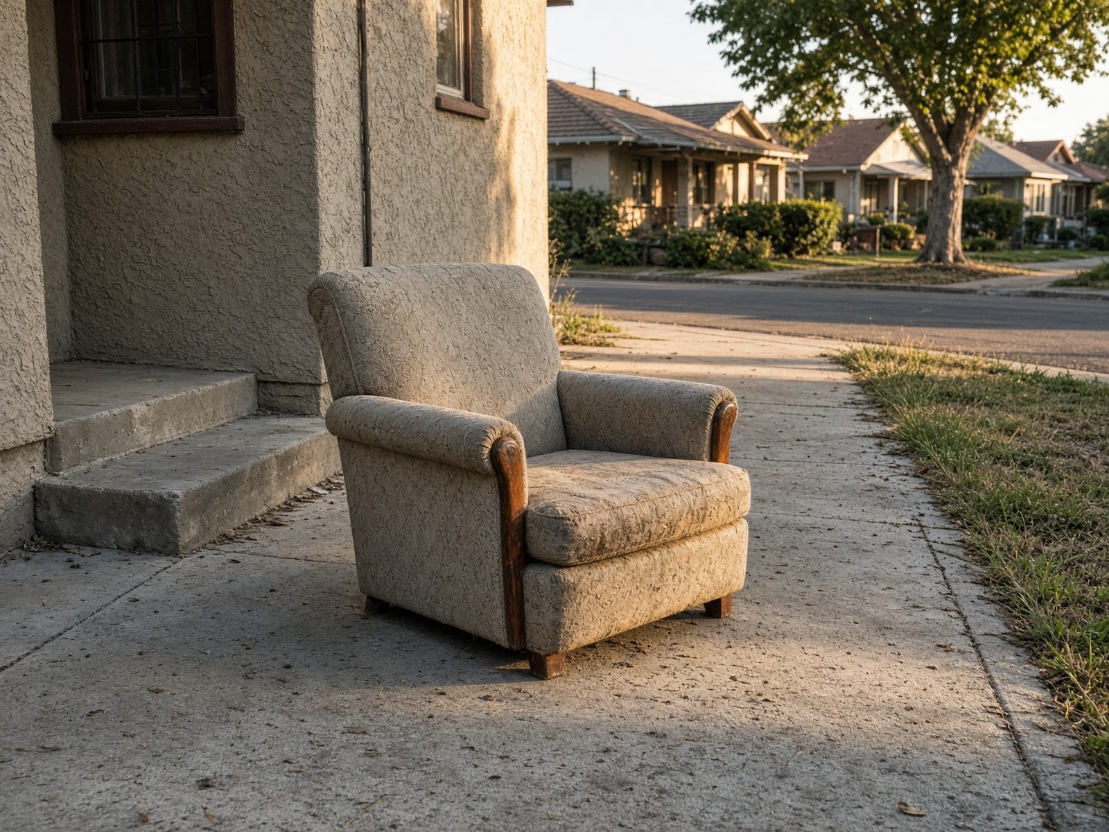 Armchair staged for San Diego furniture removal