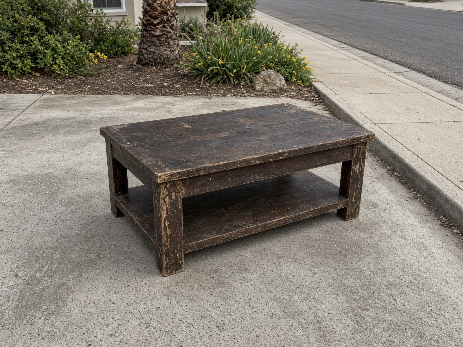 Coffee table staged for San Diego furniture removal