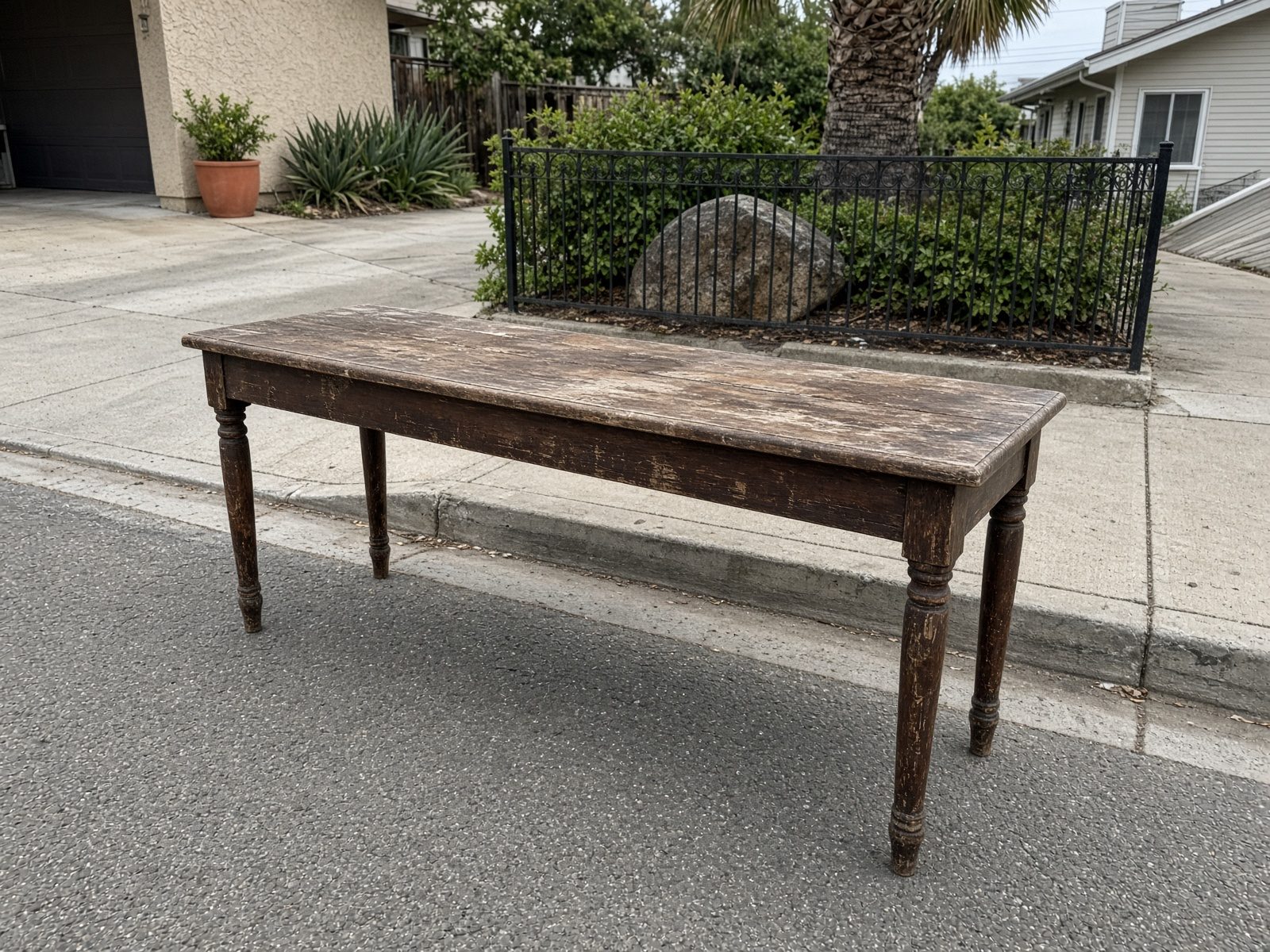 Console table staged for San Diego furniture removal