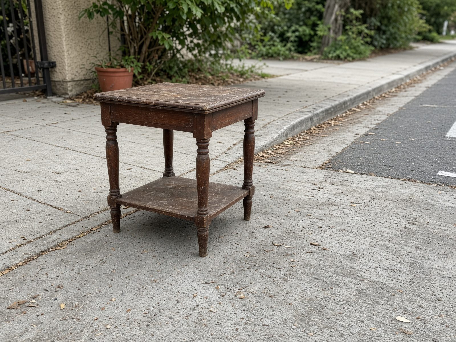 End table staged for San Diego furniture removal