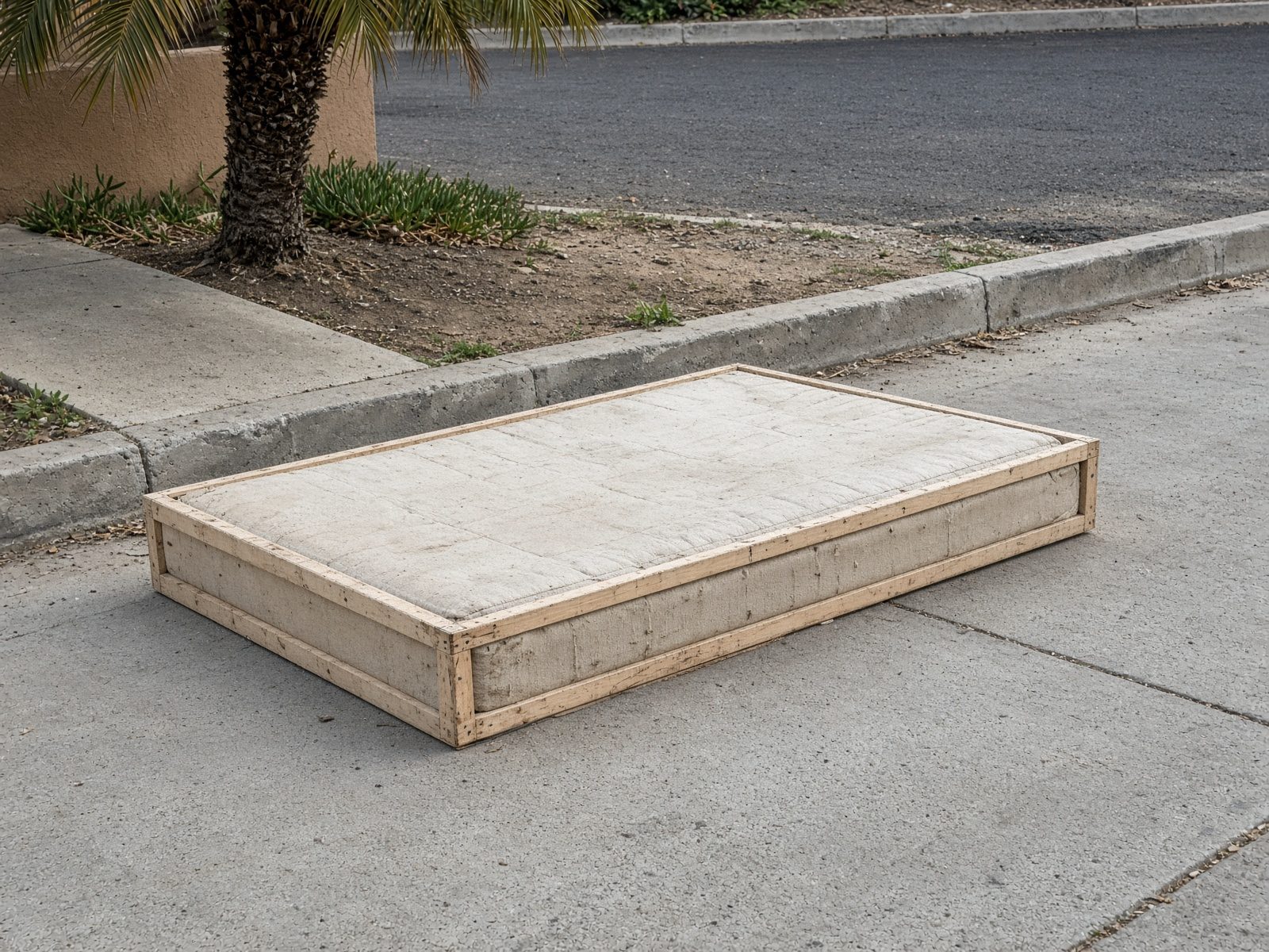 Queen / full box spring staged for San Diego furniture removal