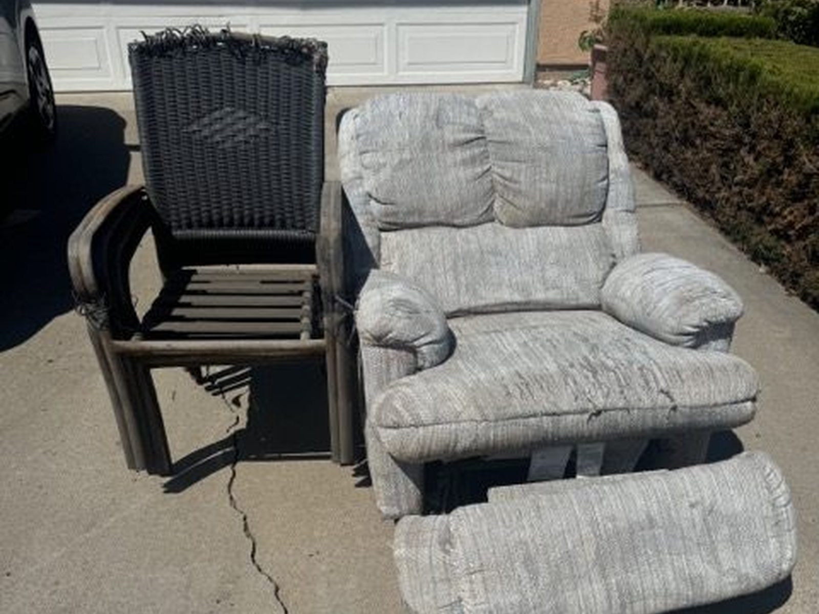 Recliner staged for San Diego furniture removal