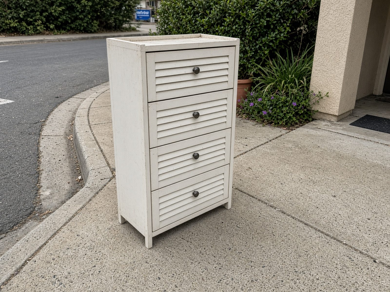 Shoe cabinet staged for San Diego furniture removal