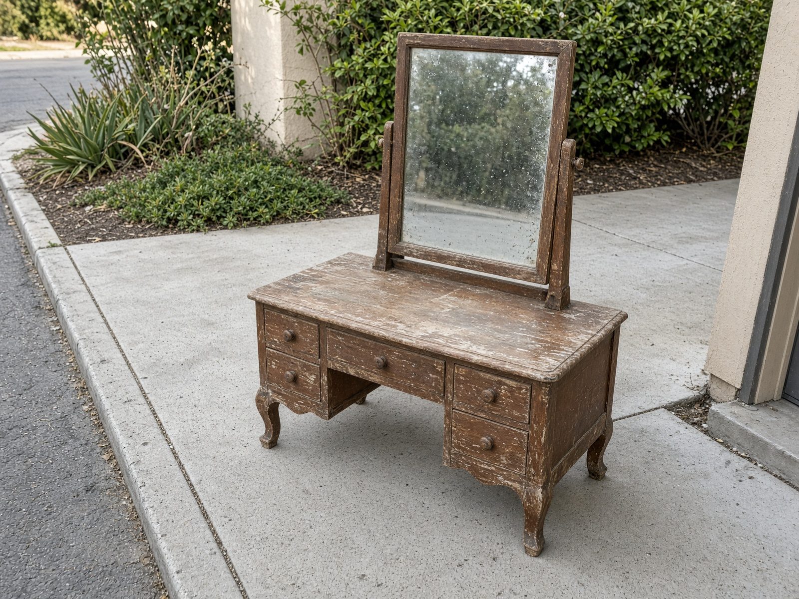 Vanity table staged for San Diego furniture removal